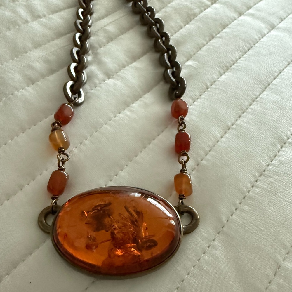 Stephen Dweck Amber and Bronze Signed Necklace